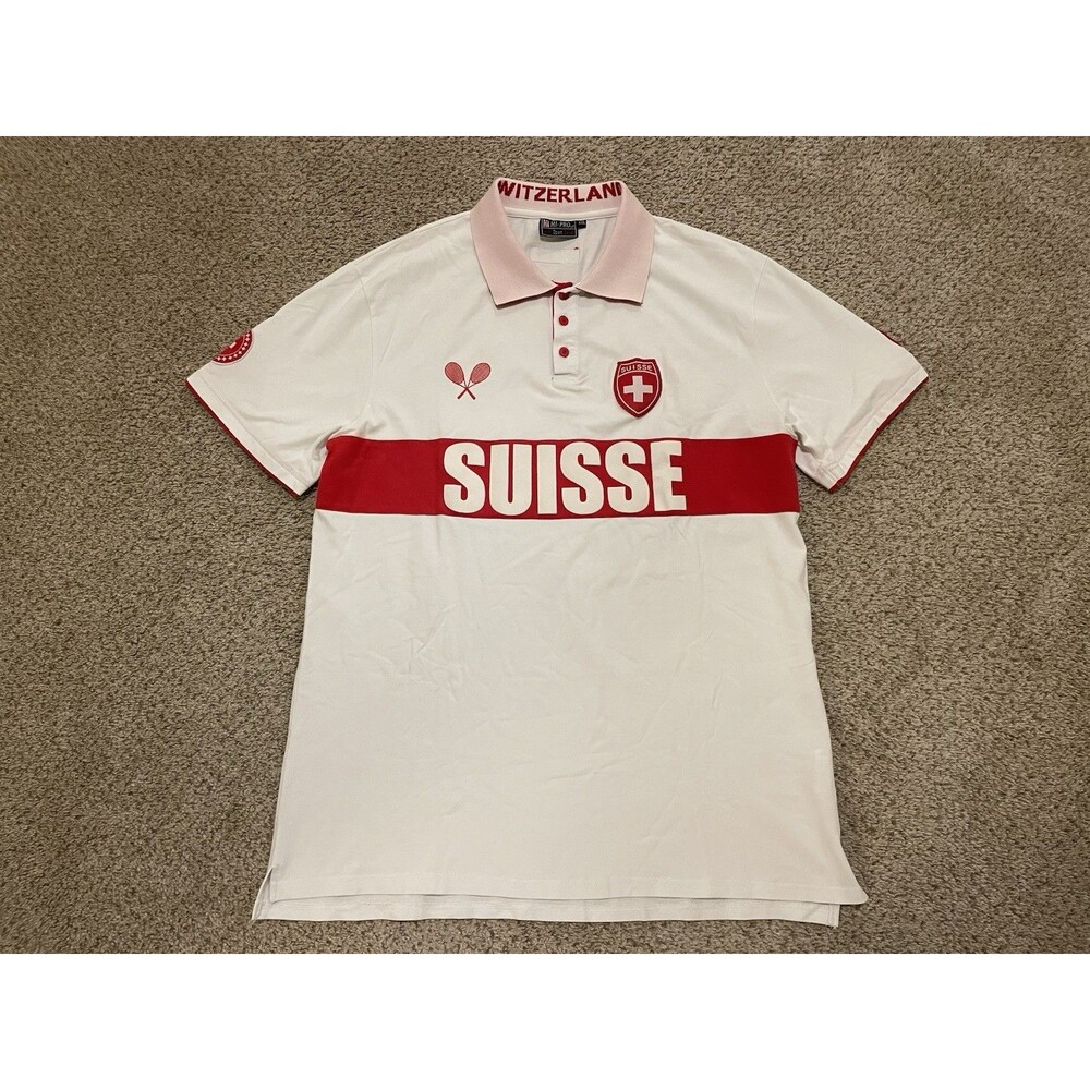Rare Switzerland Swiss Suisse Davis Cup Tennis Hi-Pro Polo T-Shirt Men’s Sz XXL